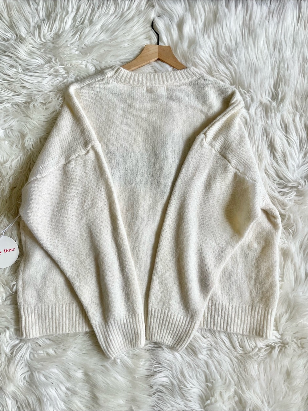 Bailey Rose Women's Cream Soft Ribbed Knit Graphic Dog Lover Sweater Medium NWT - Picture 14 of 16